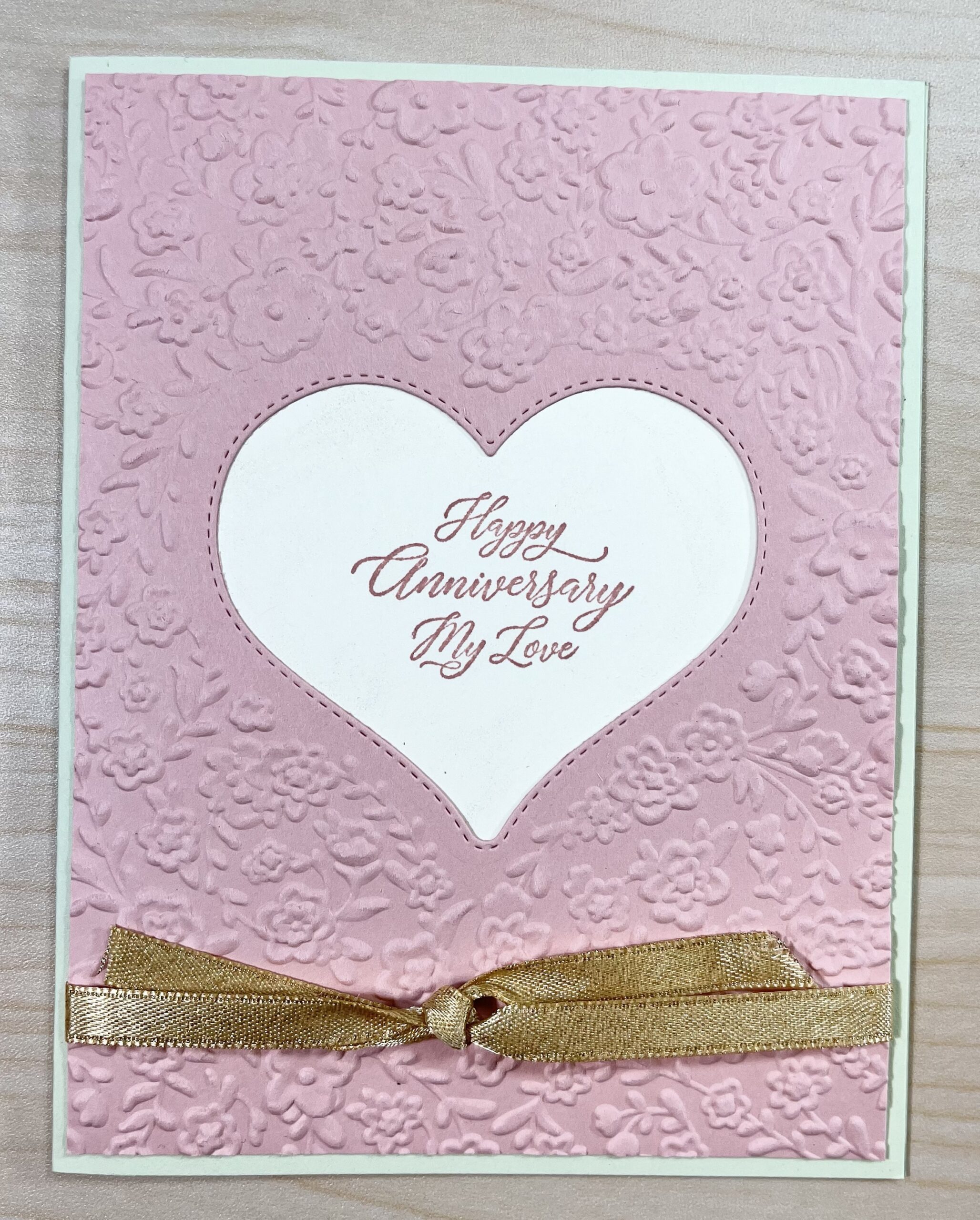 Pink Lace Anniversary Card - Handcrafted Blessings